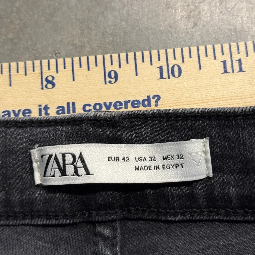 Zara Man Slim Fit Jeans Washed Black Denim Size 32 3655